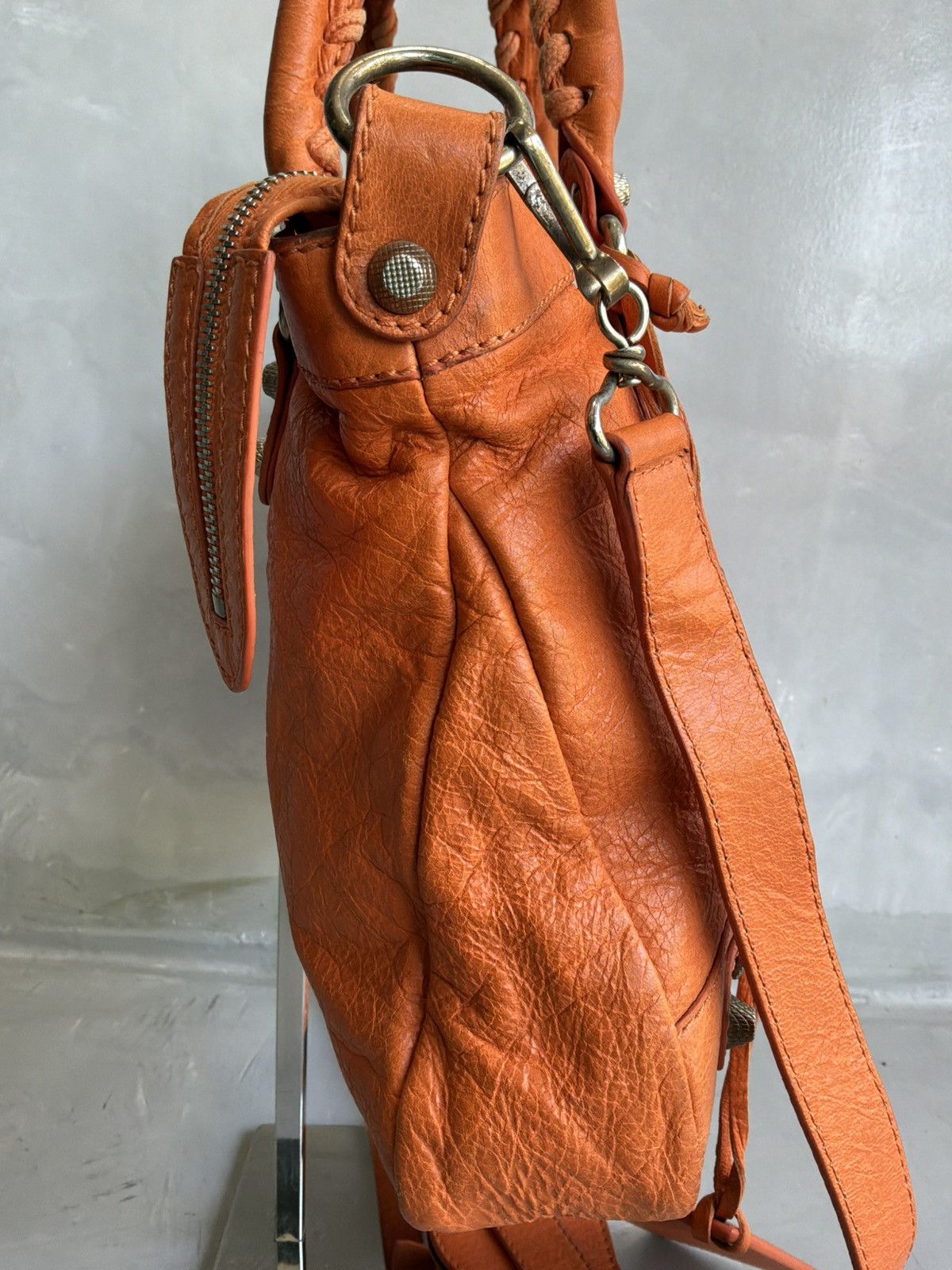 Balenciaga - Motorcyle Town - Orange Lambskin Crossbody Bag