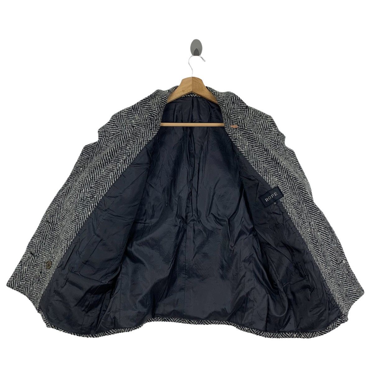 Japanese Brand ROPE Japanese Brand Designer Herringbone Wool Blazer Coat Size M / US 6-8 / IT 42-44 - 3 Thumbnail