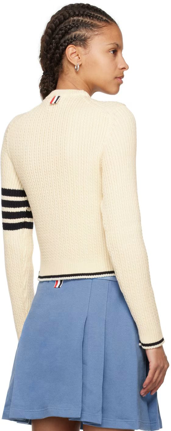 Thom Browne o1s22i1n0924 '4-Bar Virgin Wool Sweater in Ivory Size XS / US 0-2 / IT 36-38 - 3 Thumbnail