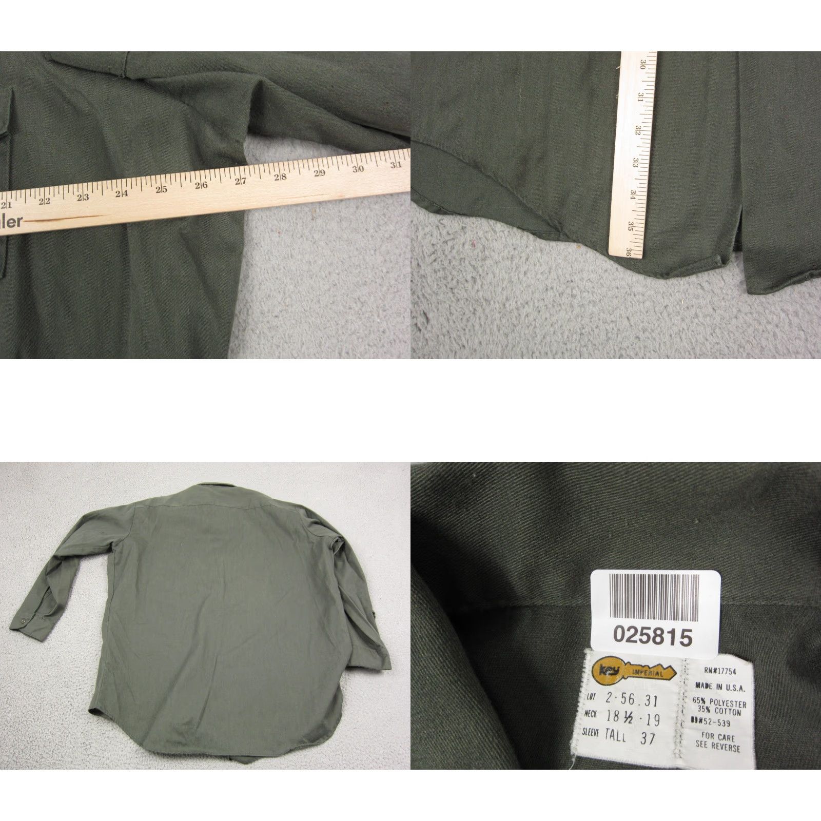 Imperial VINTAGE Key Imperial Shirt Mens 18.5 Green Canvas Work Leisure 70s Made in USA Size US XXL / EU 58 / 5 - 8 Thumbnail