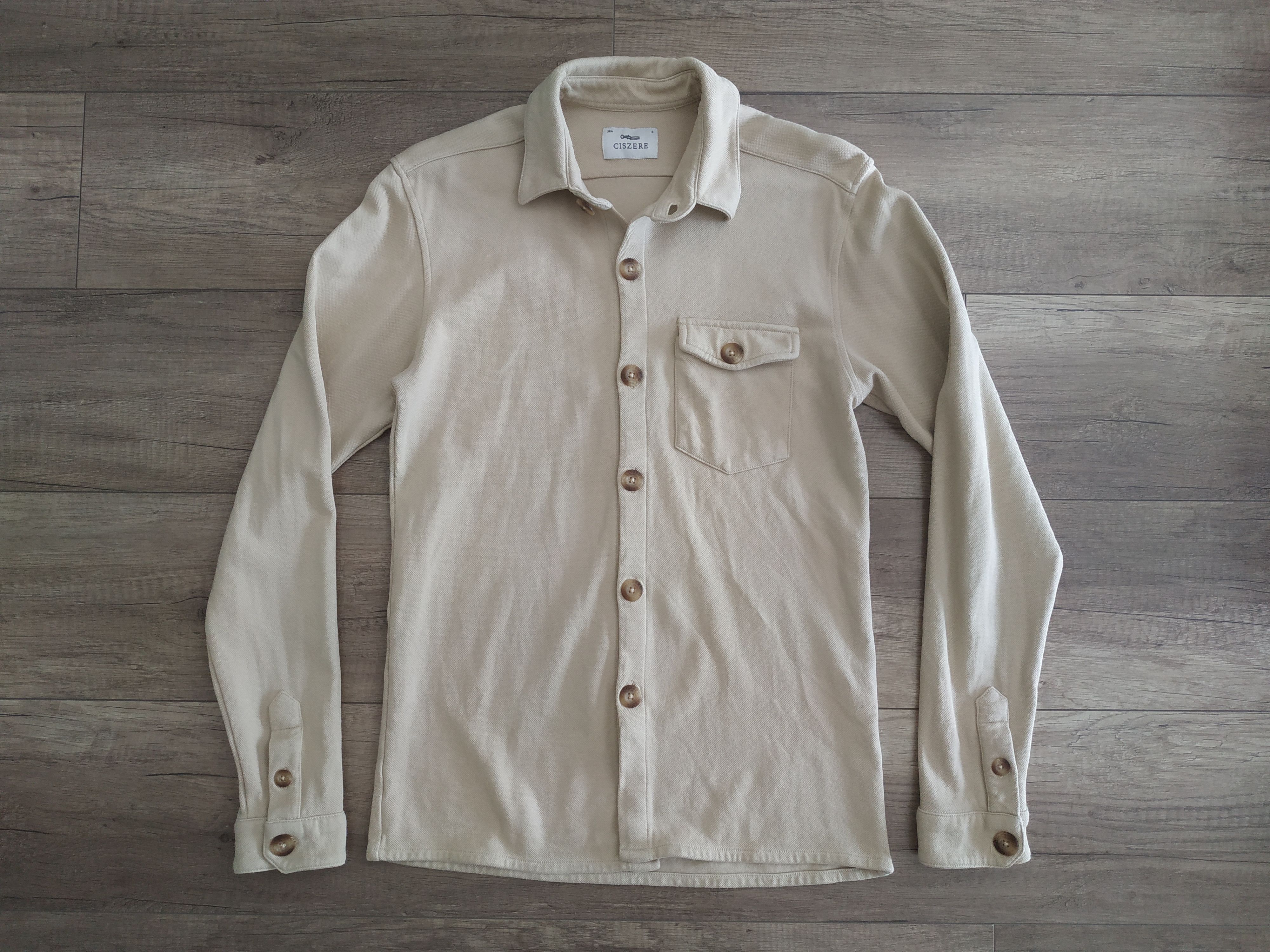 Designer CISZERE Beige Men's Button Up Shirt, s. SMALL Size US S / EU 44-46 / 1 - 1 Thumbnail