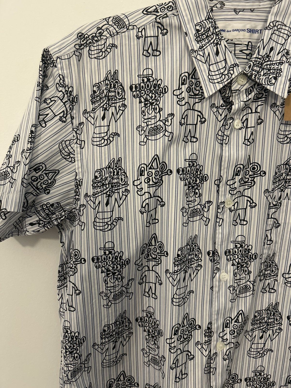 Comme des Garcons SHIRT Comme Des Garçons SHIRT striped shortsleeve w cartoon aliens Size US M / EU 48-50 / 2 - 3 Thumbnail