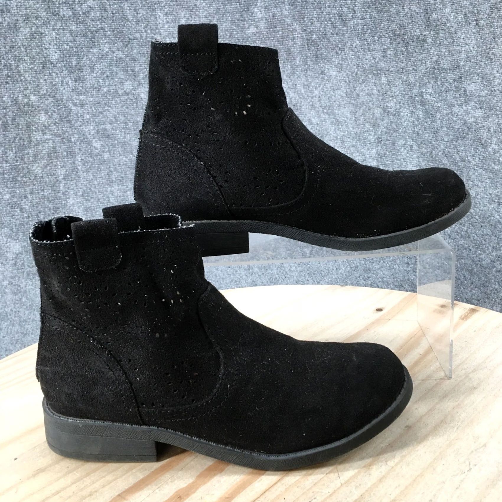 Vintage Arizona Boots Womens 7.5 M Ankle Booties Black Fabric Back Zipper Casual Heels Size US 8 / IT 38 - 2 Thumbnail