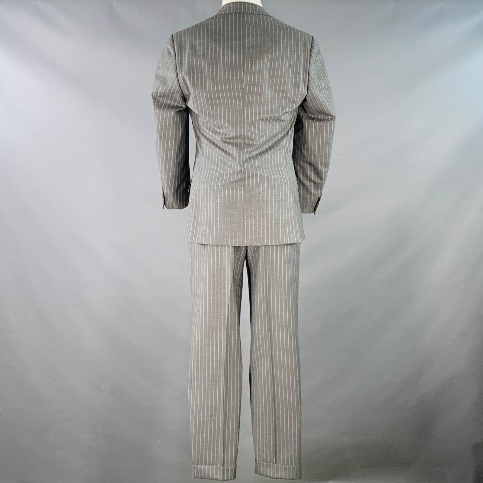 Ralph Lauren RALPH LAUREN Regular Grey Stripe Wool Notch Lapel Suit Size 40R - 3 Thumbnail