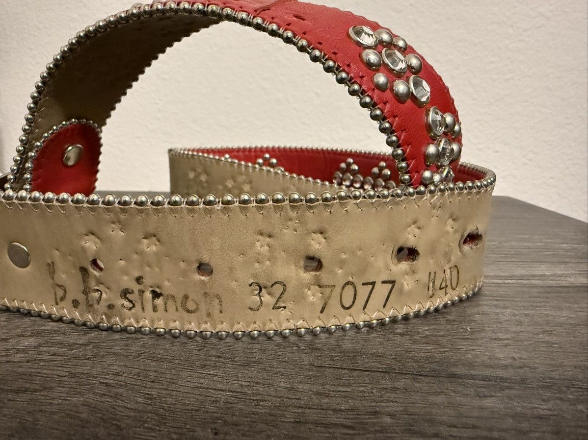 B.B. Simon Discontinued Baby Simon red leather belt with skull & sword Size 32 - 7 Thumbnail