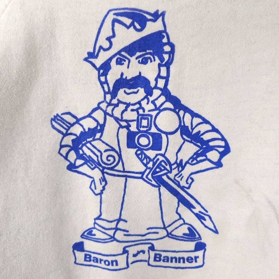 Vintage VINTAGE Baron Banner Sweatshirt Mens Size Medium White 80s Fountain Valley High School Crop Top Size US M / EU 48-50 / 2 - 5 Thumbnail
