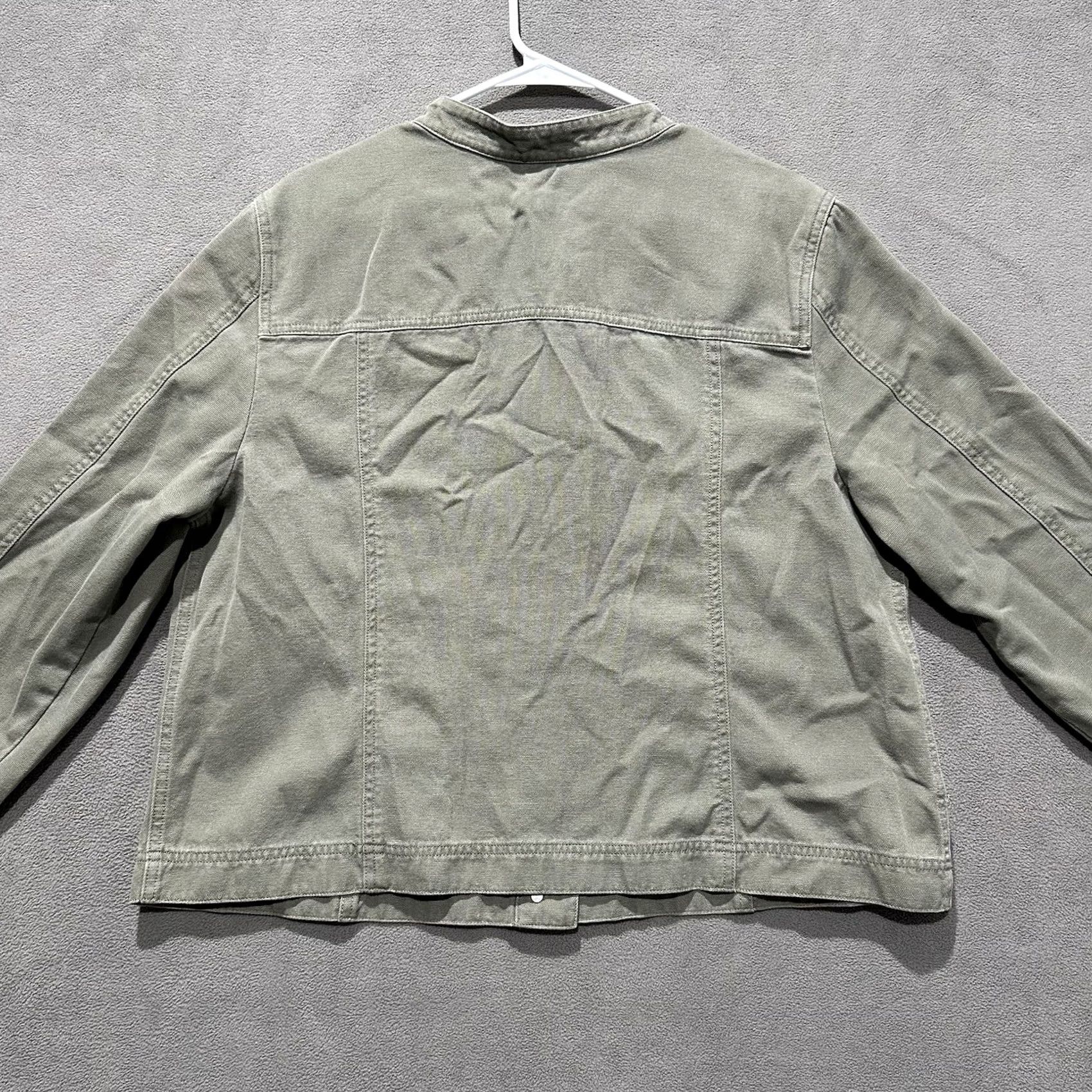 J. Jill J. Jill Jacket Womens XL Olive Green Canvas Snap Front Pockets Utility GUC Size XL / US 12-14 / IT 48-50 - 2 Thumbnail