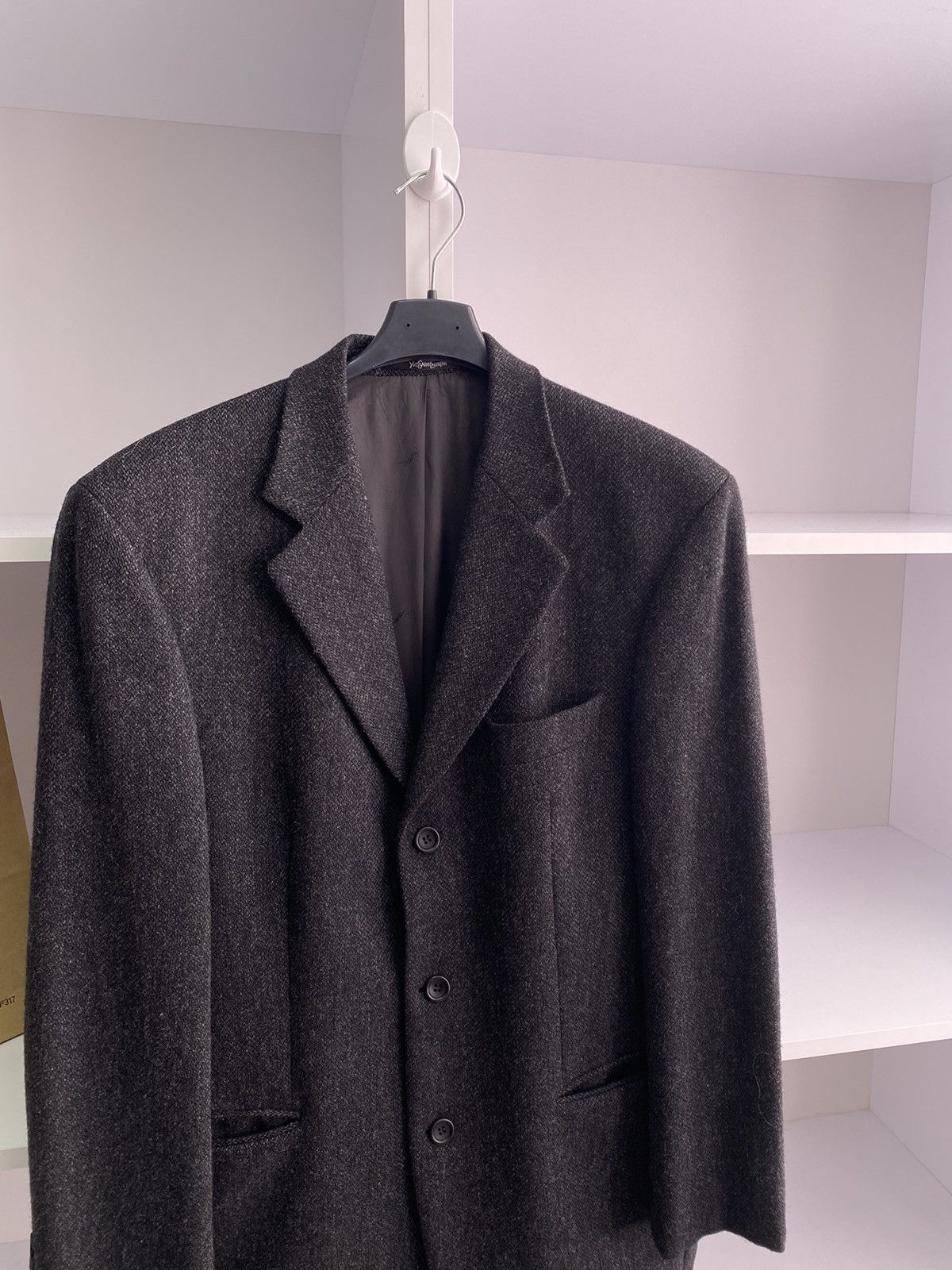 Designer × Vintage × Yves Saint Laurent Vintage YSL Yves Saint Laurent Men's Wool Tweed Suit Jacket Size 40L - 7 Thumbnail