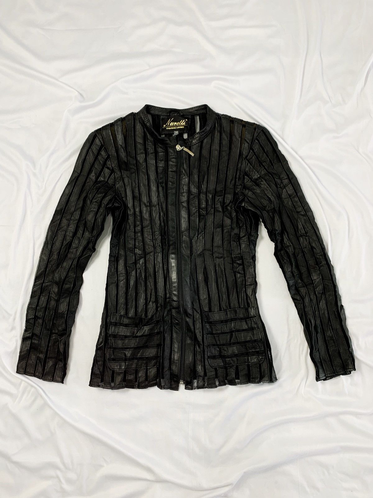 Designer 80/90s leather hybrid fishnet jackets Size S / US 4 / IT 40 - 6 Thumbnail