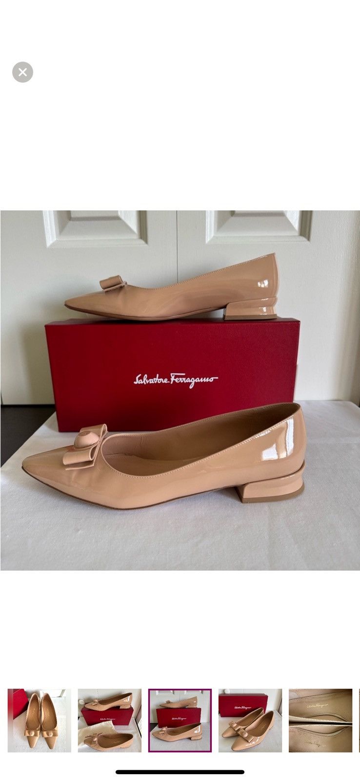Salvatore Ferragamo SALVATORE FERRAGAMO Beige Patent Leather Pumps 8.5 Mint Size US 8.5 / IT 38.5 - 2 Thumbnail