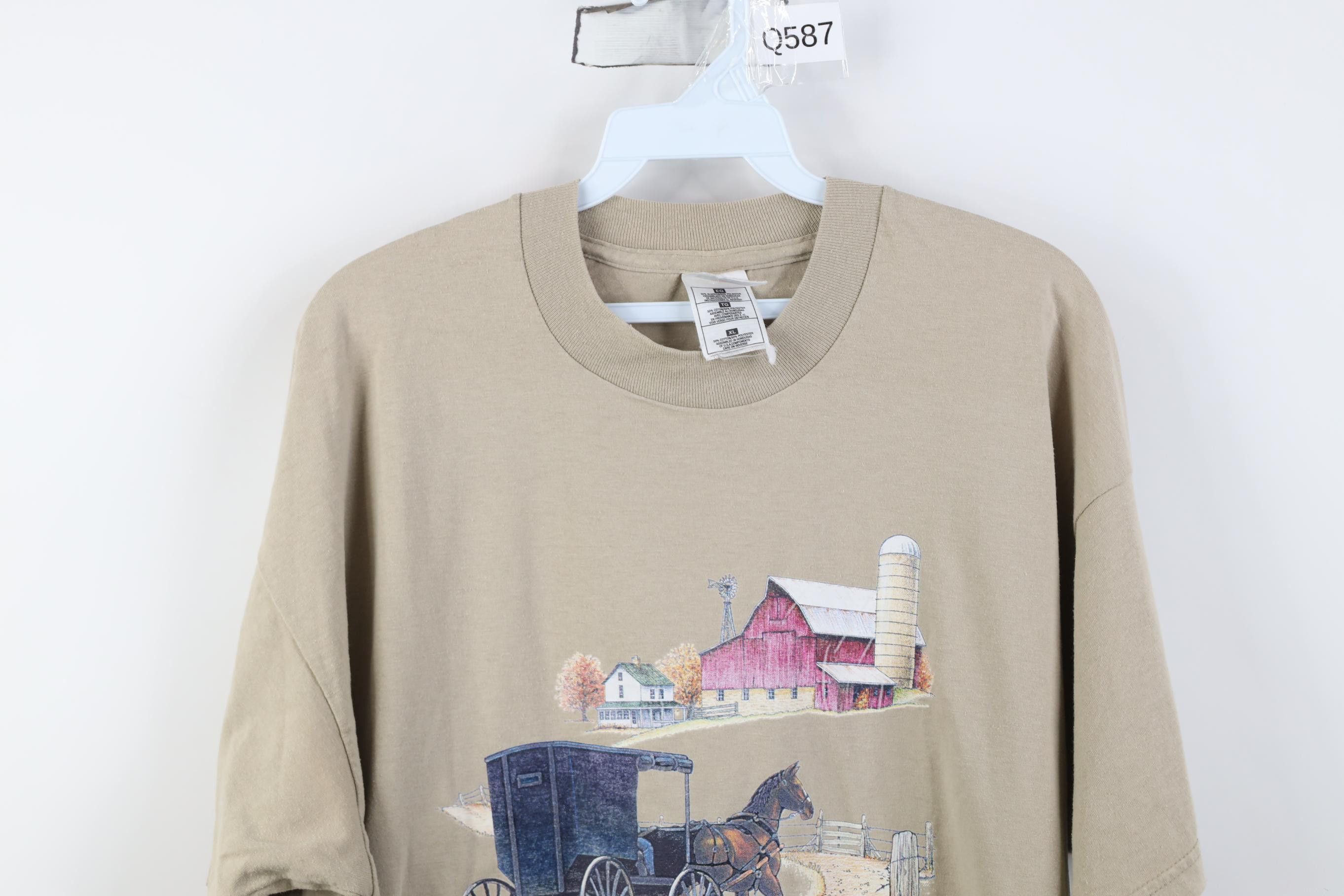 Fruit Of The Loom Vintage 90s Country Farmhouse Short Sleeve T-Shirt Beige Size XL / US 12-14 / IT 48-50 - 2 Thumbnail