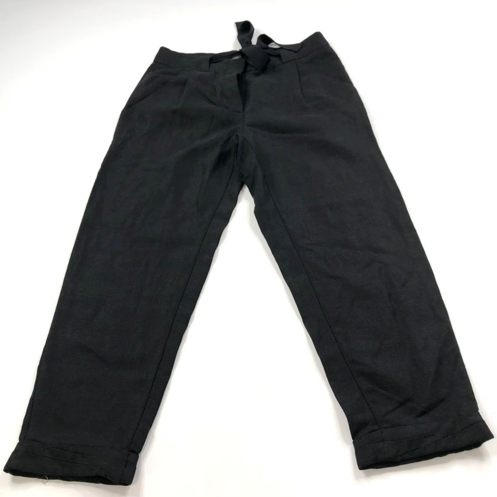 Aritzia Aritzia Wilfred Allant Linen Pants Black Mid Rise 00 28W 22L Front Pockets Flat Front Casual Modern Straight Womens Size 24" / US 00 / IT 34 - 3 Thumbnail
