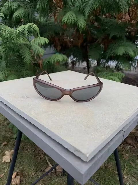 Vintage 2000s Y2K Brown Alien Eye Raver Sport Wrap Sunglasses Cute Size ONE SIZE - 4 Thumbnail