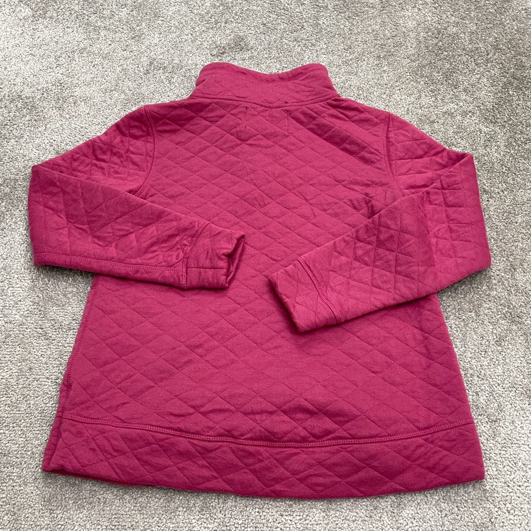 Vintage Modern Canvas Jacket Womens Medium Pink Quilted Mock 1/4 Snap Outdoor Pullover Size M / US 6-8 / IT 42-44 - 2 Thumbnail