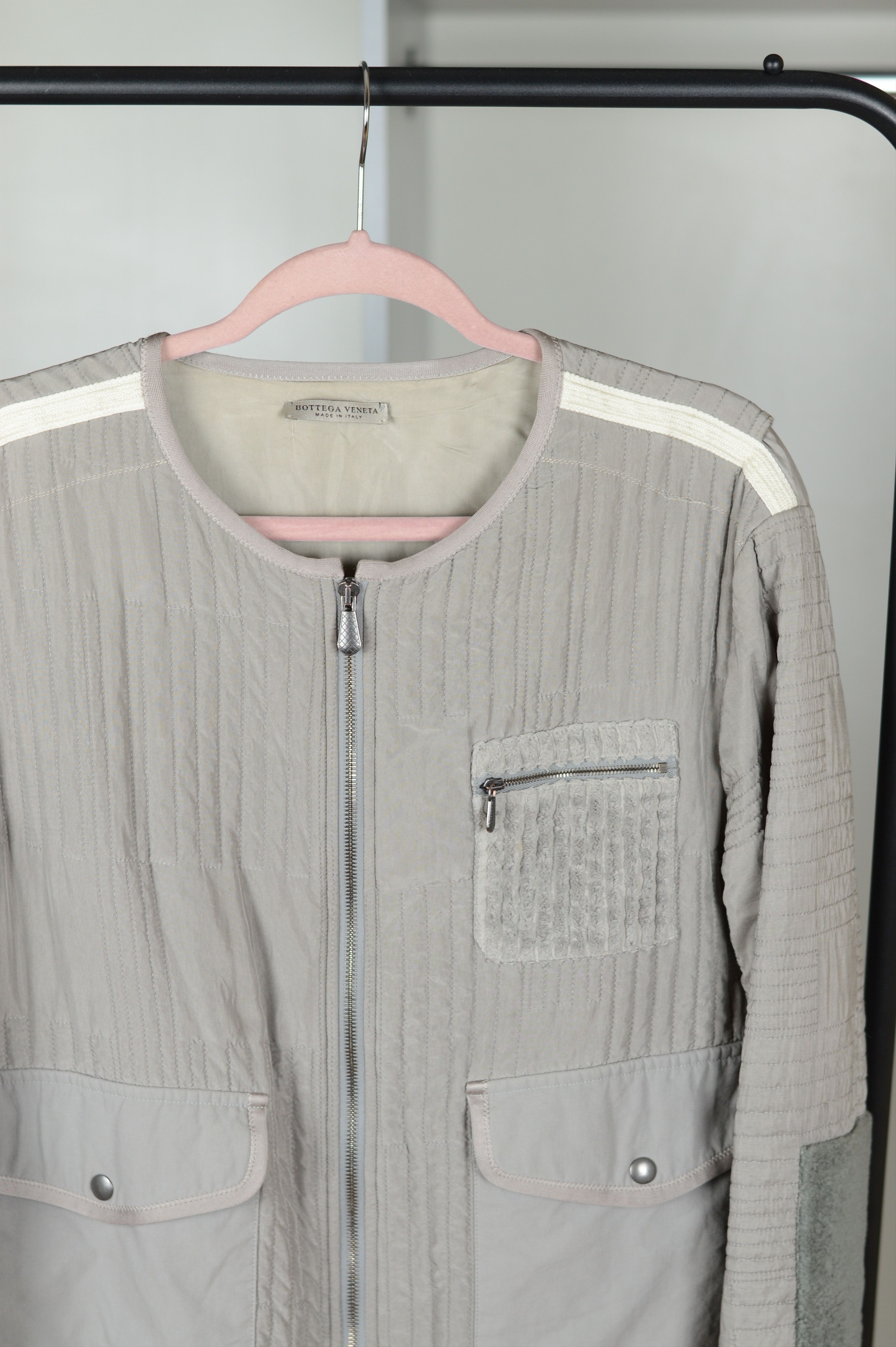 Bottega Veneta Bottega Veneta Silk Textured Topstitched Felt-Panel Jacket Size US M / EU 48-50 / 2 - 3 Thumbnail
