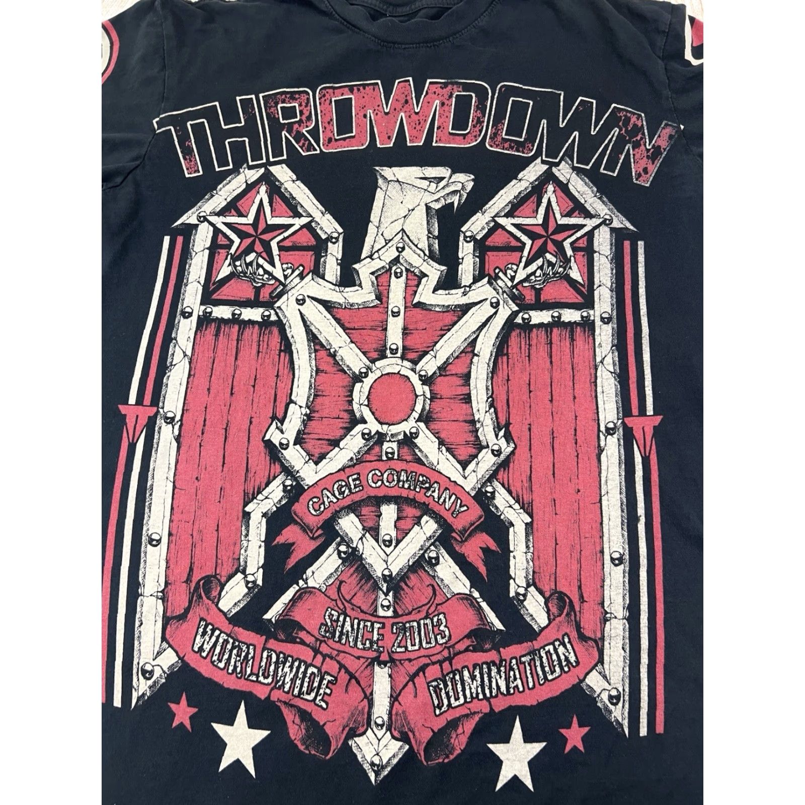 Vintage VINTAGE Throwdown Cage Company MMA Y2K Squadron Black T Shirt Size S Mens Small Size US S / EU 44-46 / 1 - 3 Thumbnail