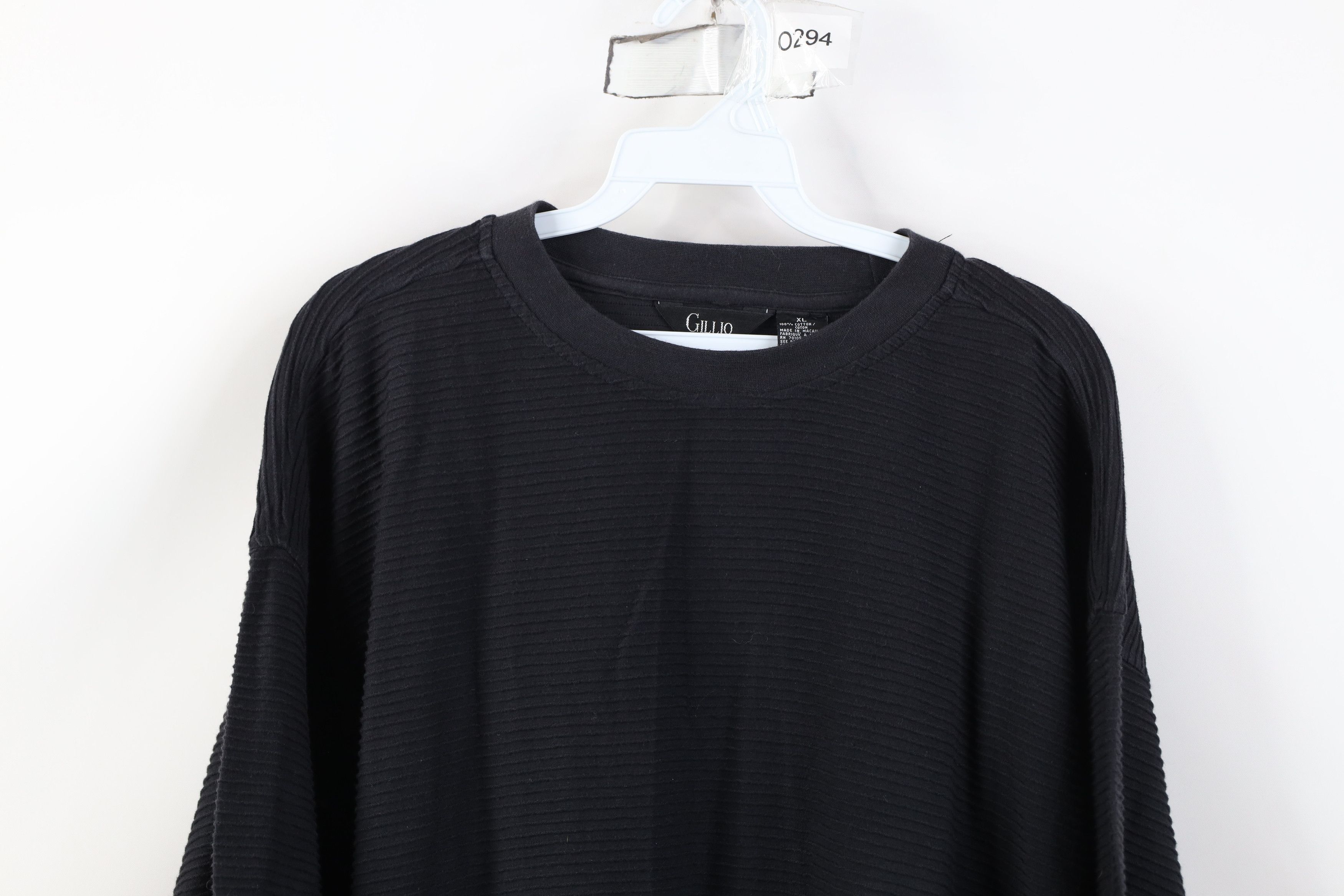Vintage Vintage 90s Streetwear Baggy Fit Ribbed Knit T-Shirt Black Size US XL / EU 56 / 4 - 2 Thumbnail