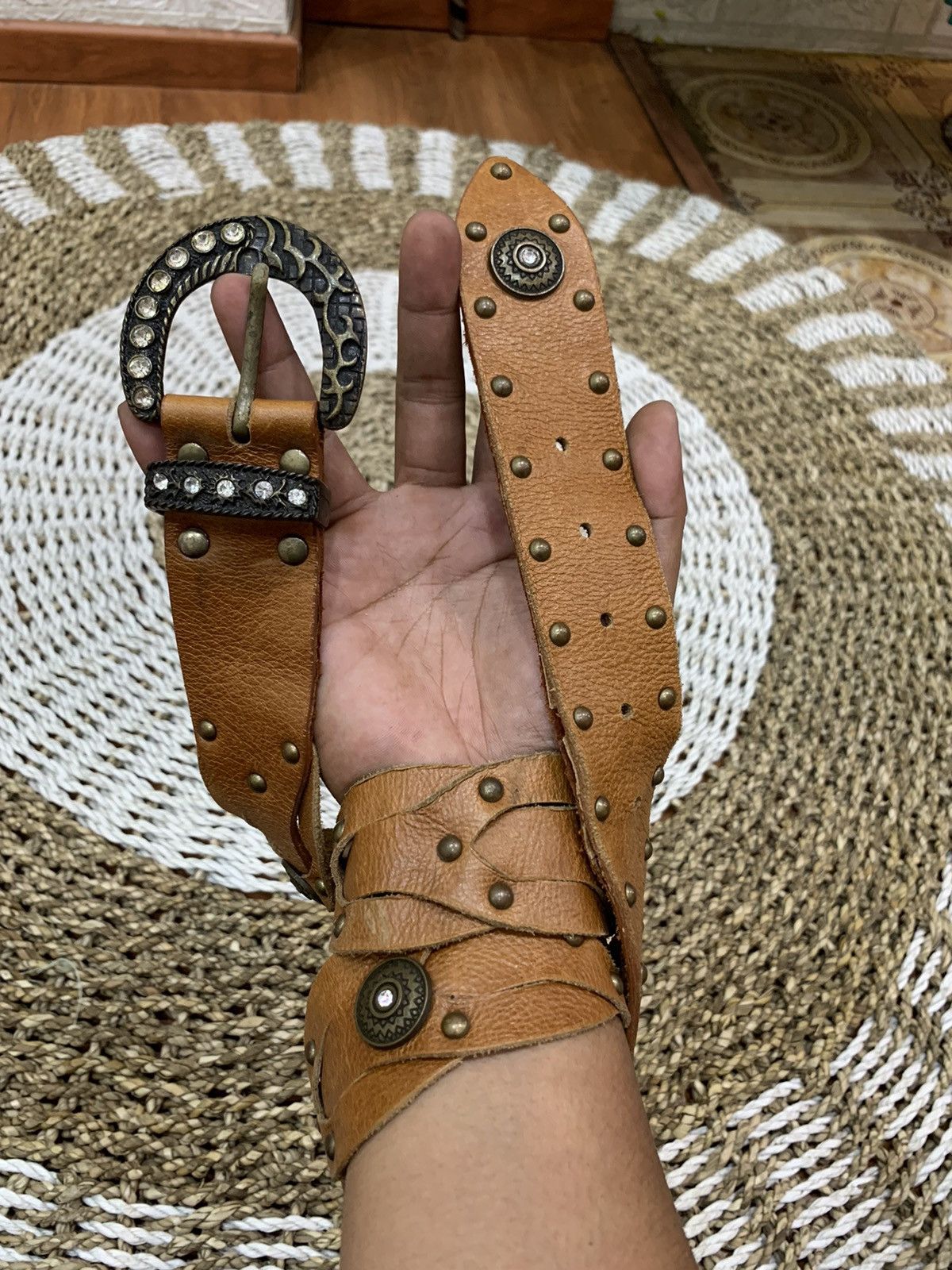 If Six Was Nine Y2k studded punk braid Brown belt Size ONE SIZE - 3 Thumbnail