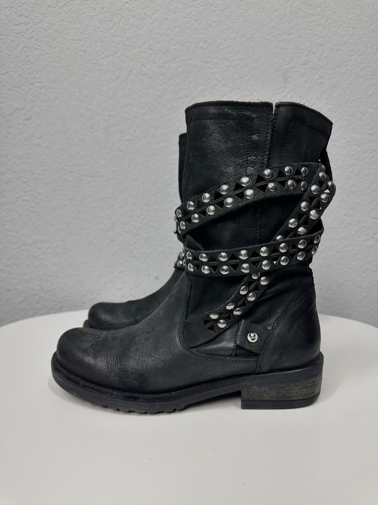 A.S.98 Vintage Metal Zip Leather Boots AS 98 Western Gothic Rick Size US 7 / IT 37 - 6 Thumbnail