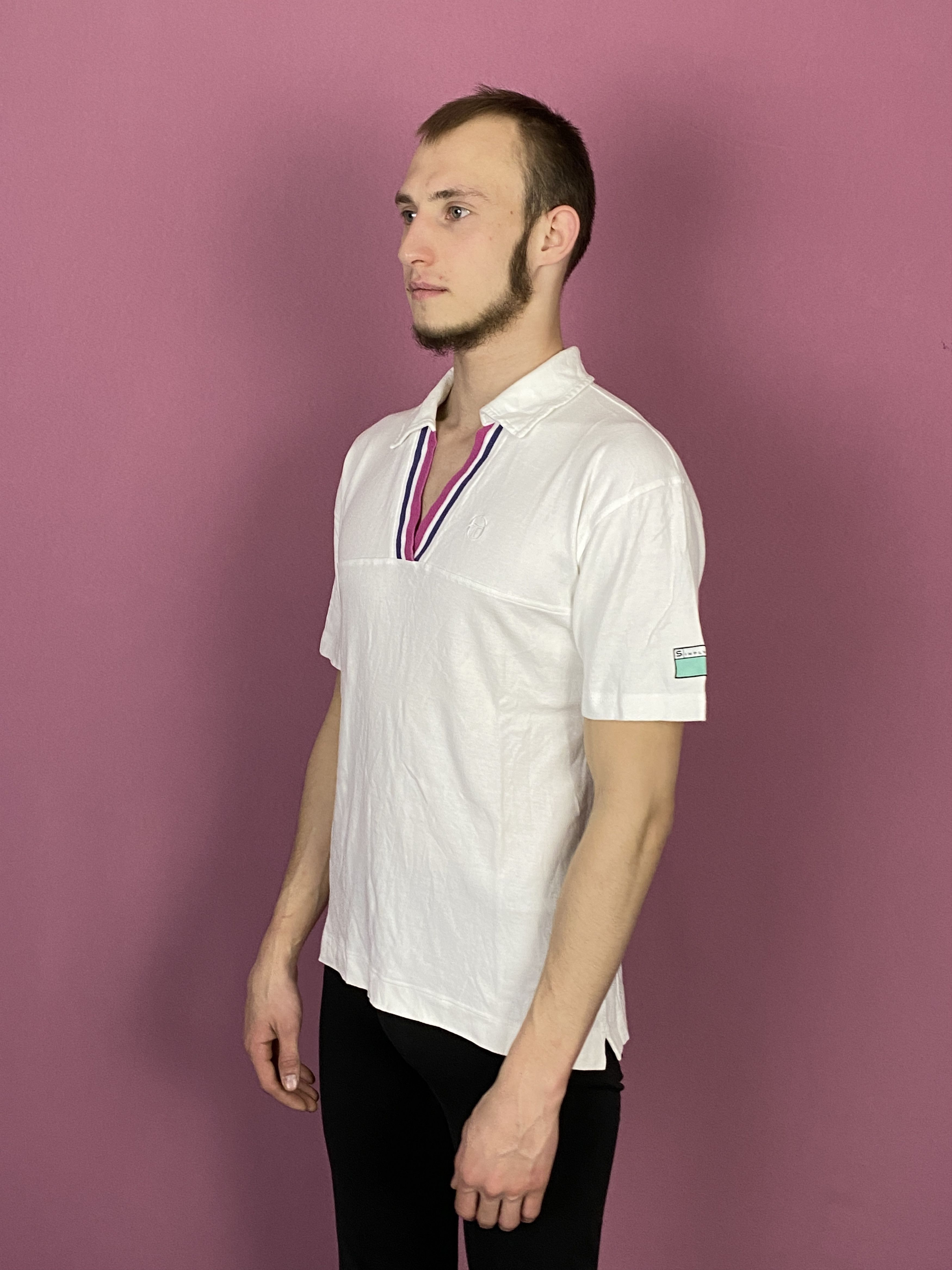 Sergio Tacchini × Vintage Sergio Tacchini Vintage Men's V Neck Polo Shirt - L Size US L / EU 52-54 / 3 - 2 Thumbnail