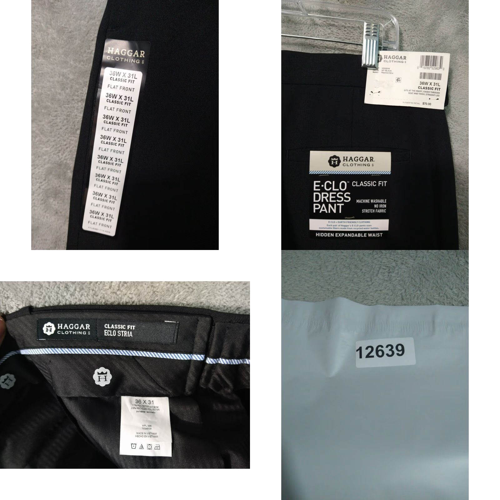 Haggar Haggar Dress Pants Mens 36x31 Black E Clo Classic Fit Straight Leg High Rise Dress Pants Mens Regular Waist 36 Black Straight Leg Classic Size US 36 / EU 52 - 8 Thumbnail