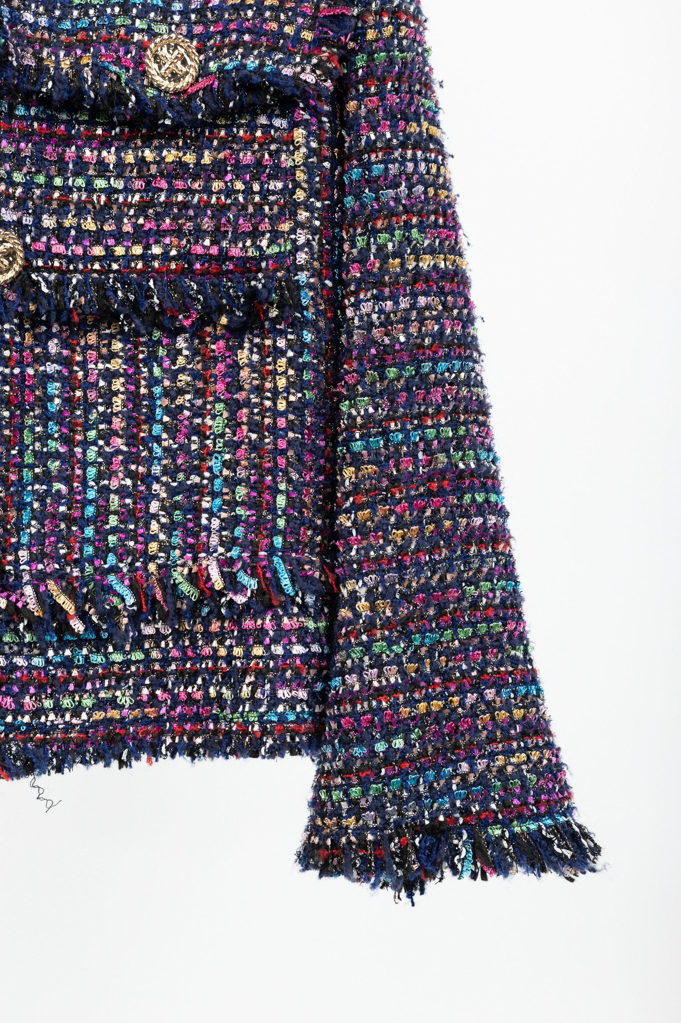 Other Edward Achour Paris Multicolour Tweed Fringe-Trim Jacket Size S / US 4 / IT 40 - 6 Thumbnail