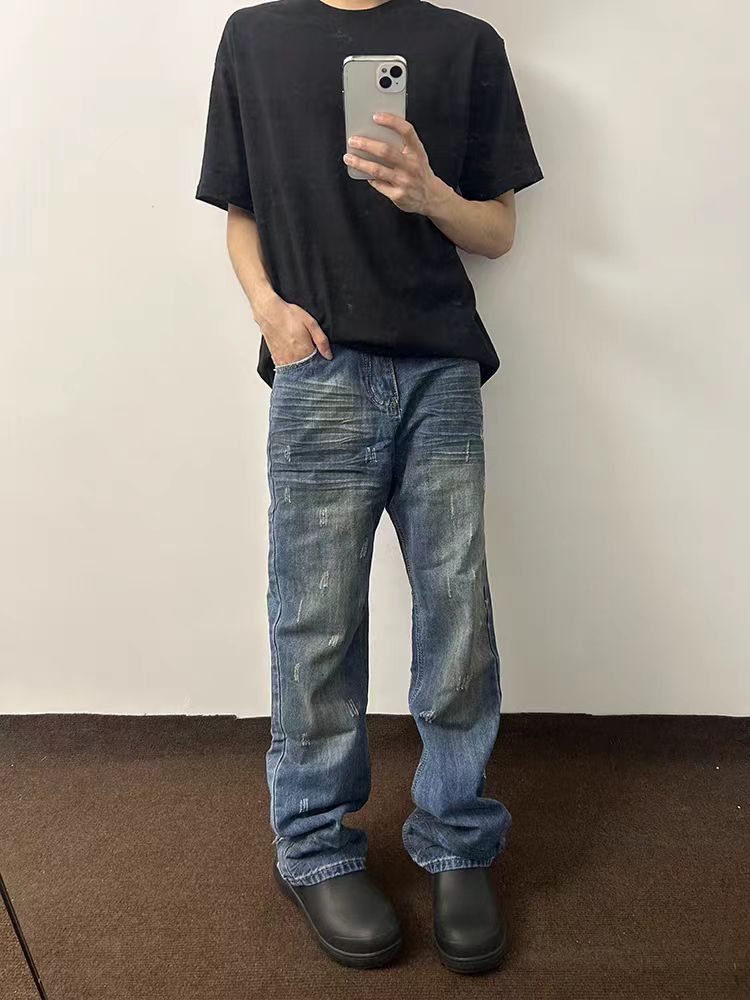 Japanese Brand × Jean Washed Destroyed Design Aged Straight Leg Jeans Size US 32 / EU 48 - 3 Thumbnail