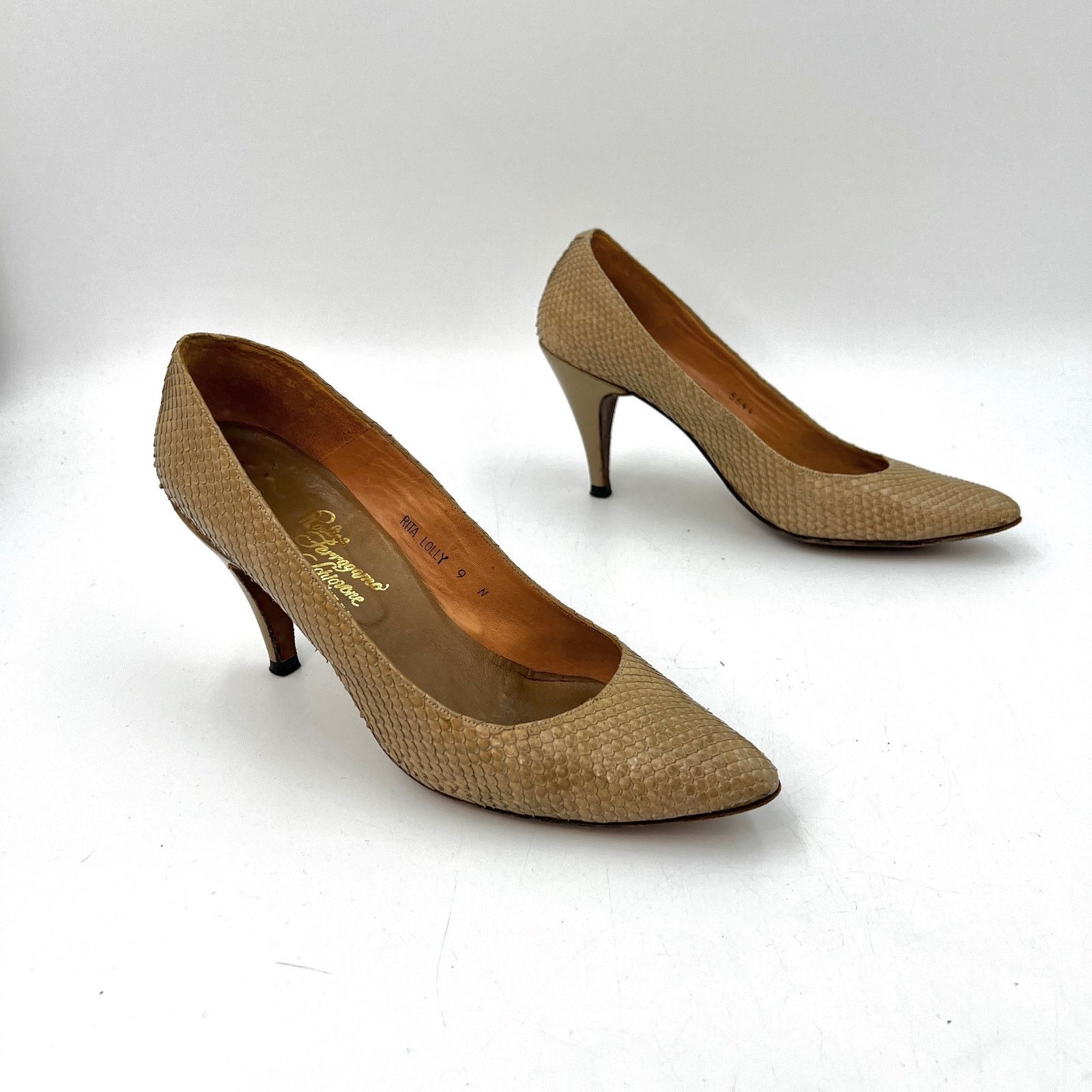 Rosina Ferragamo Schiavone Snake Leather Heels