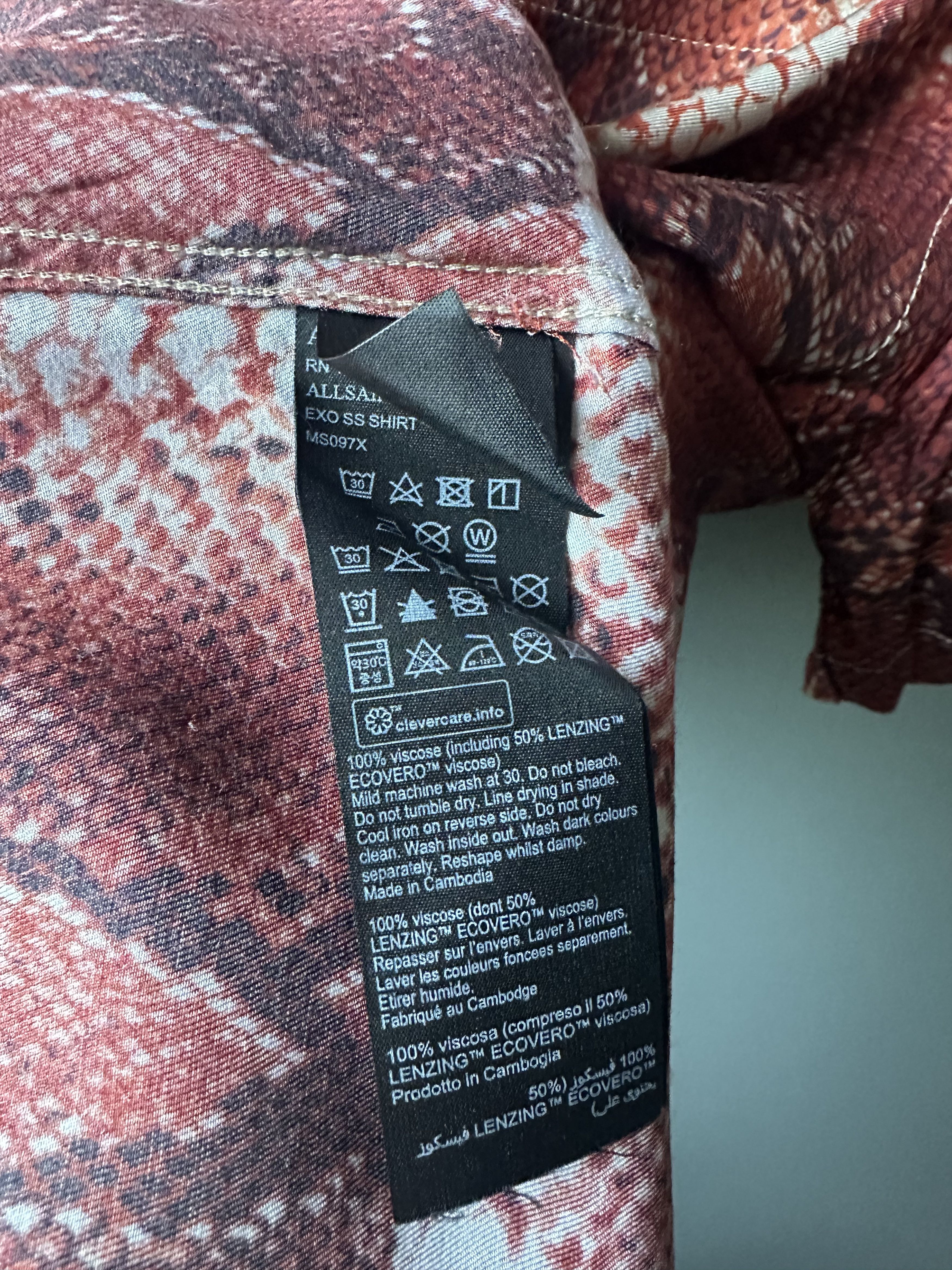 Allsaints Allsaints EXO Snakeskin Printed Open Collar Viscose Shirt Size US S / EU 44-46 / 1 - 5 Thumbnail