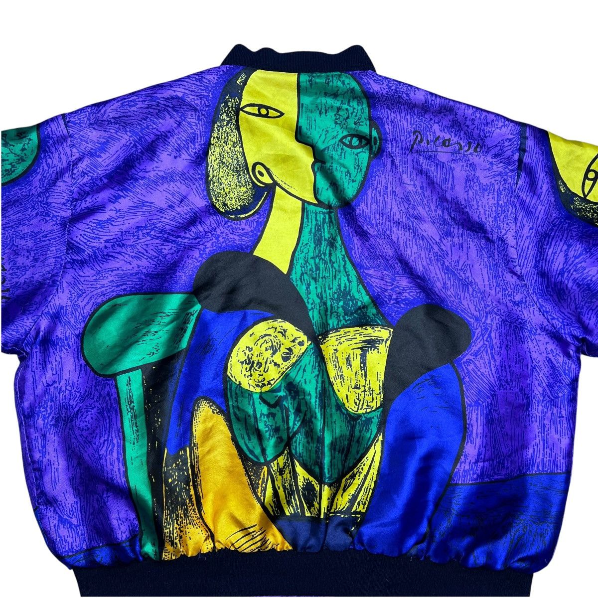 Other 1980s Picasso Abstract All Over Print Art Silk Satin Jacket Size XL / US 12-14 / IT 48-50 - 10 Thumbnail