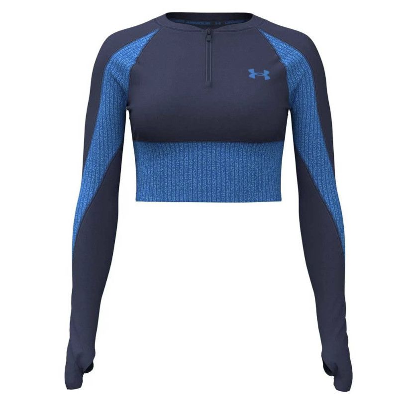 Under Armour Under Armour 6003981 1/4 Zip HeatGear Rib Top Blue ( L ) Size L / US 10 / IT 46 - 2 Thumbnail