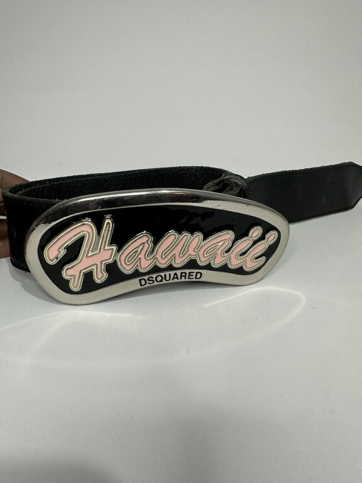 Dsquared2 Dsquared2 Hawaii Buckle Black Leather Belt. Size ONE SIZE - 5 Thumbnail