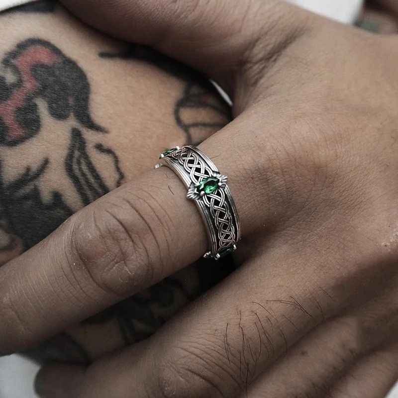 Japanese Brand × Jewelry × Vintage Retro Green Glass Zircon Ring Size ONE SIZE - 3 Thumbnail