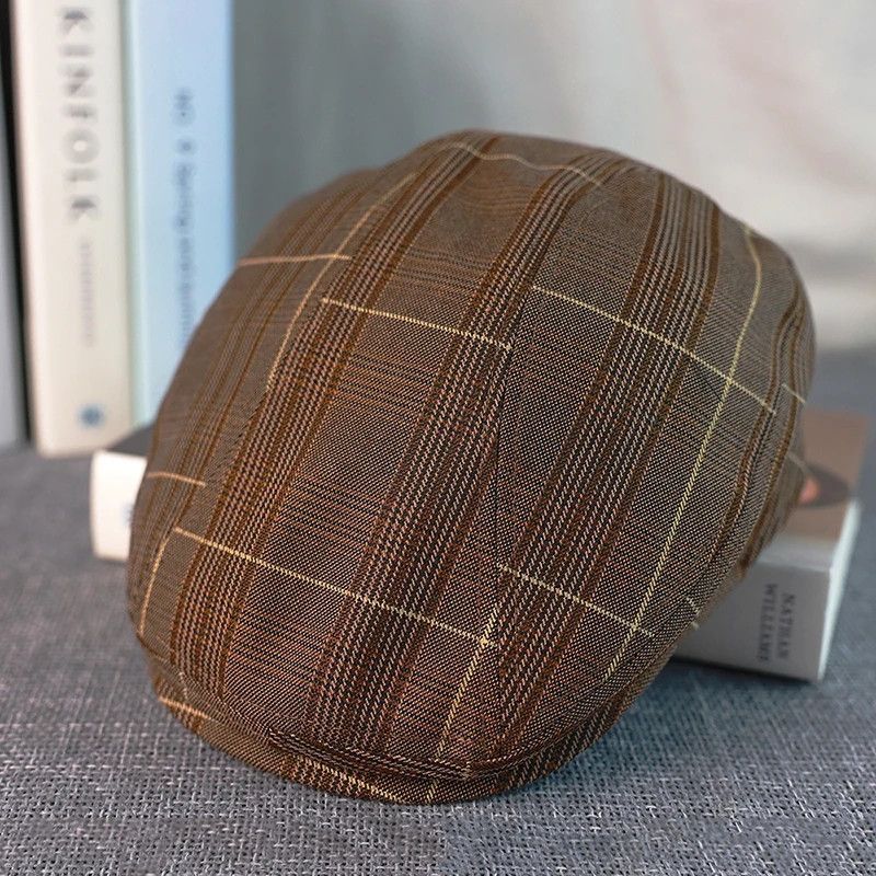 Japanese Brand × Vintage Man Brown Plaid Newsboy Hat Size ONE SIZE - 3 Thumbnail
