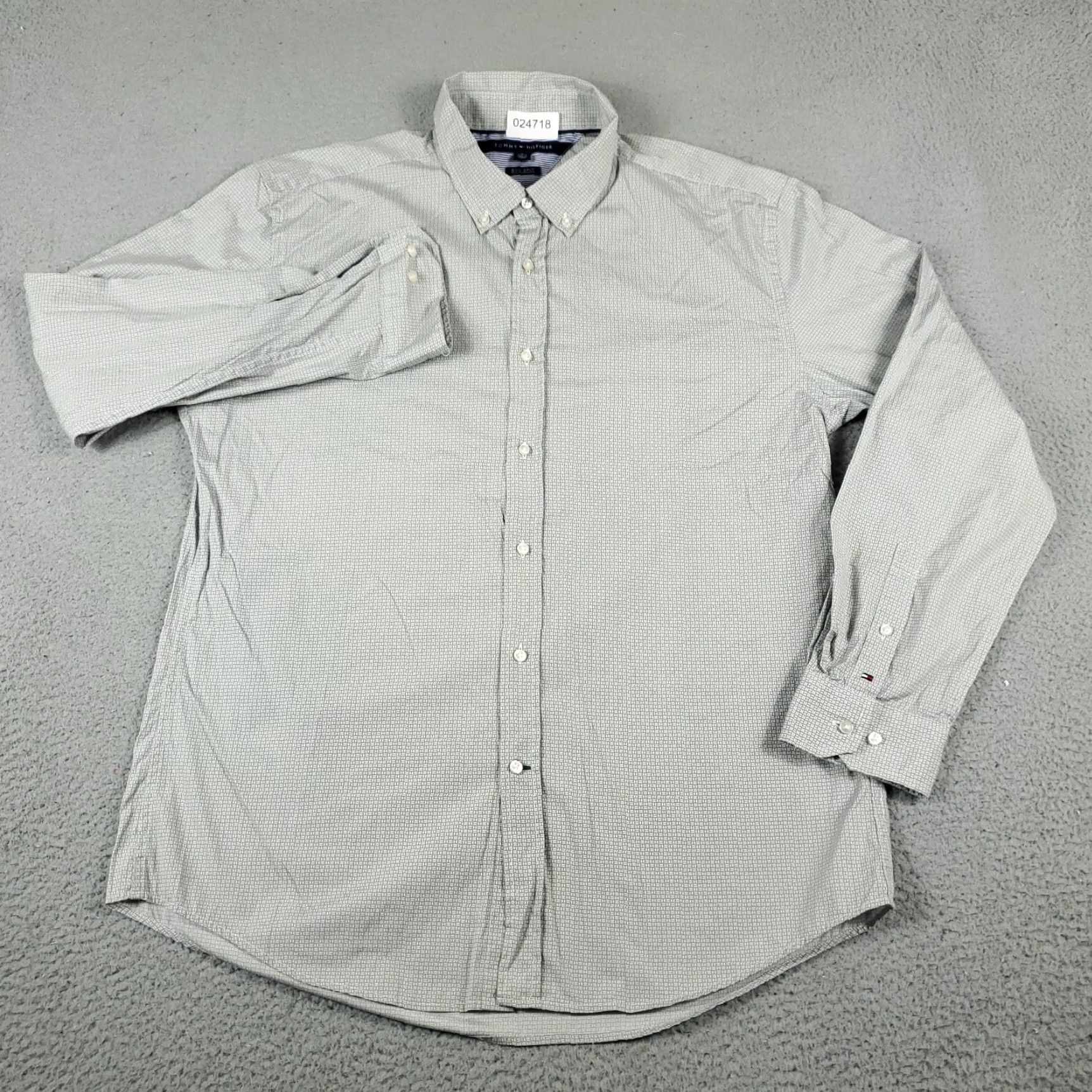 Tommy Hilfiger Tommy Hilfiger Shirt Mens XL Gray Geometric Button-Up Long Sleeve Casual Business Formal Workwear Size US XL / EU 56 / 4 - 2 Thumbnail