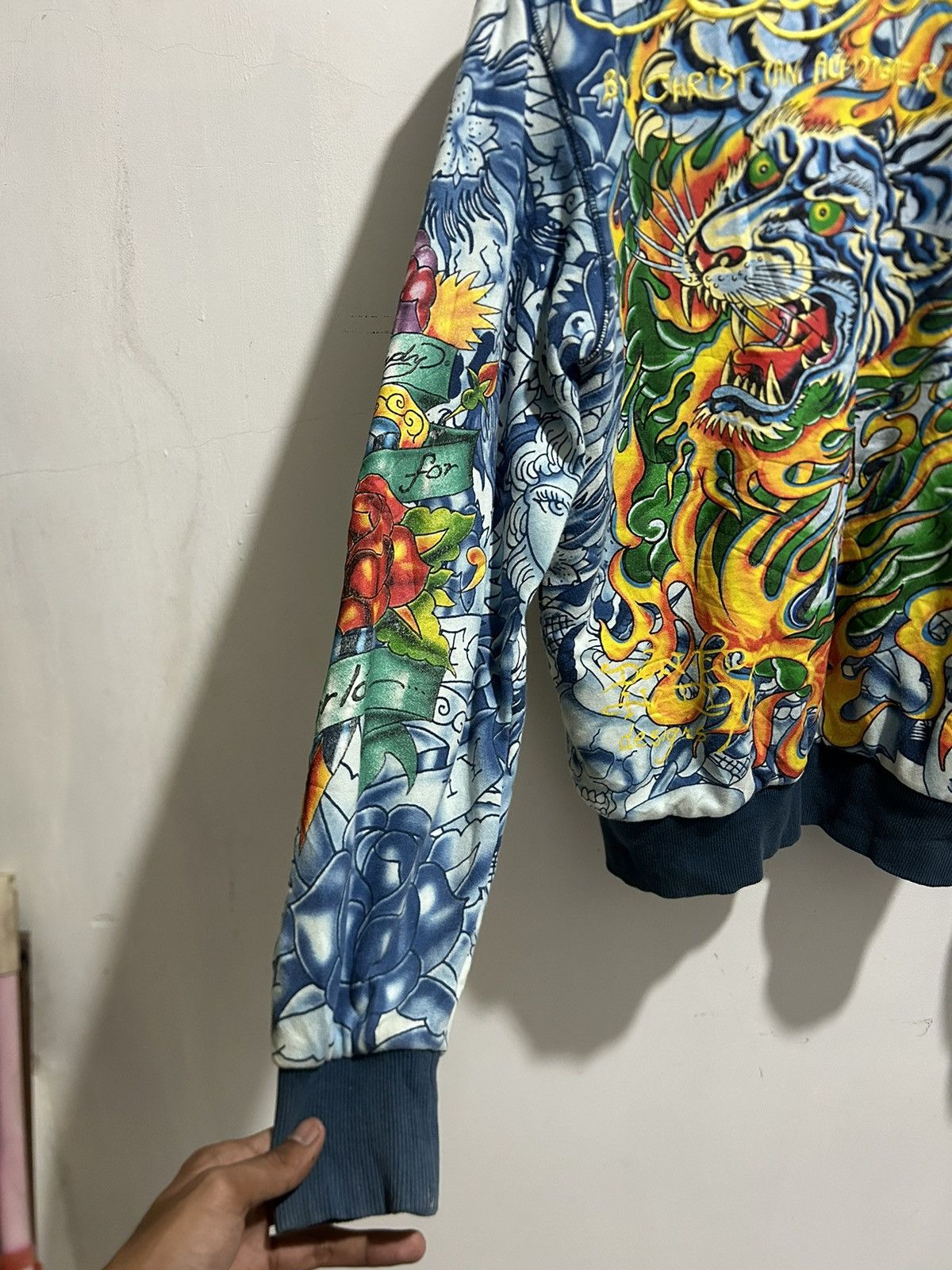 Ed Hardy Y2K Ed Hardy Christian Audigier Embroidery Fur Zip Up Hoodie Size US M / EU 48-50 / 2 - 12 Thumbnail