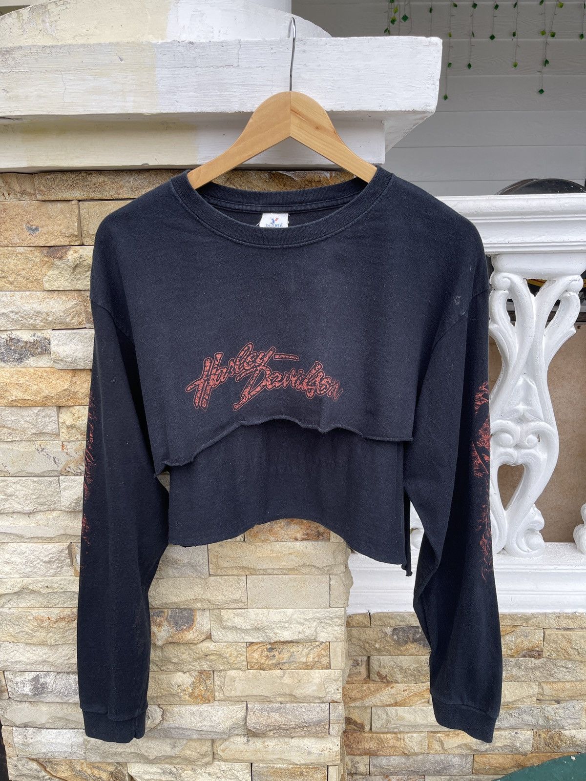 Harley Davidson × Vintage LastDrop🔥Rare🔥Vtg Harley Davidson Thrashed Flame Long Sleeve Size US L / EU 52-54 / 3 - 3 Thumbnail
