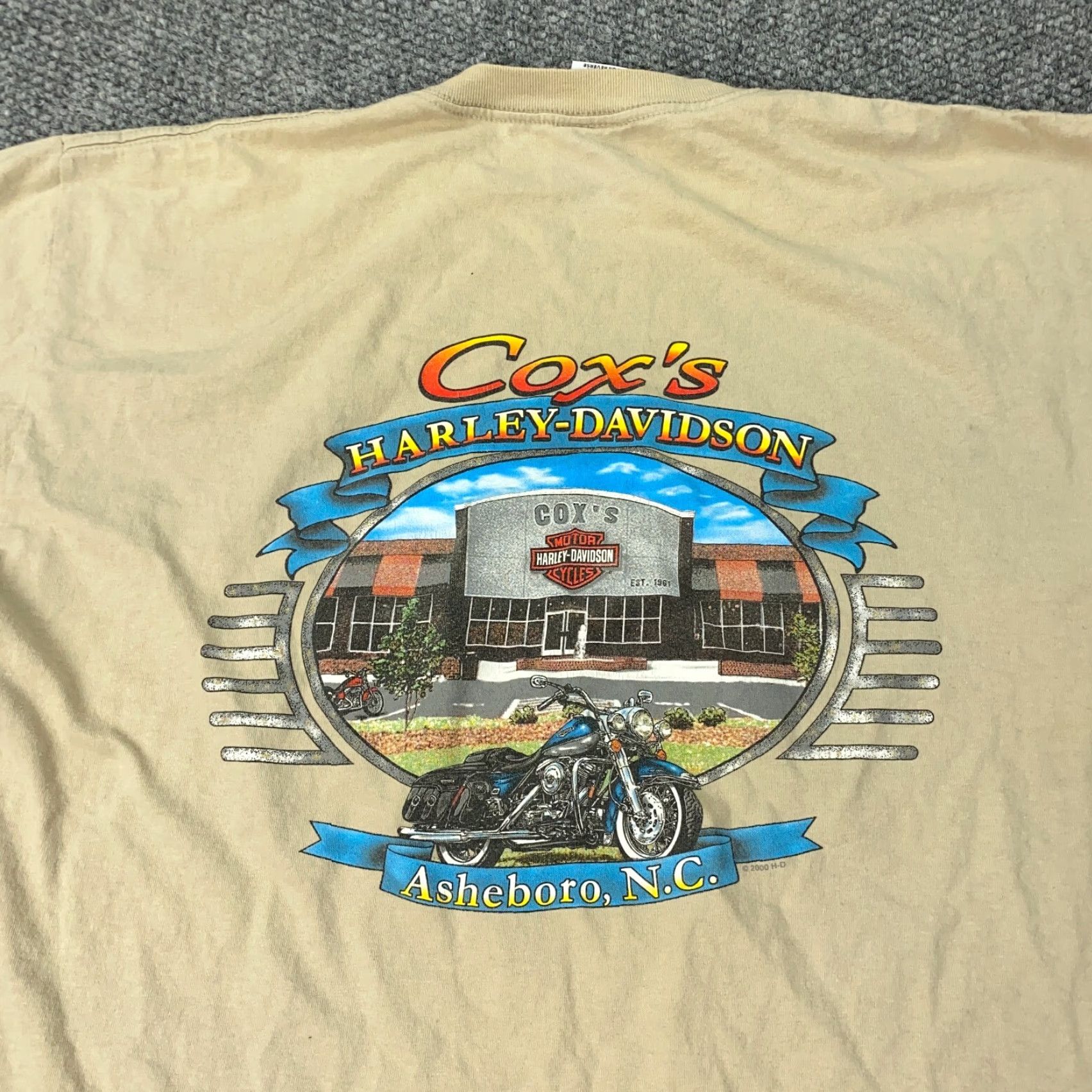 Harley Davidson VINTAGE Harley-Davidson Biker Shirt XL Beige Graphic Print Single Stitch USA Mens Size US XL / EU 56 / 4 - 5 Thumbnail