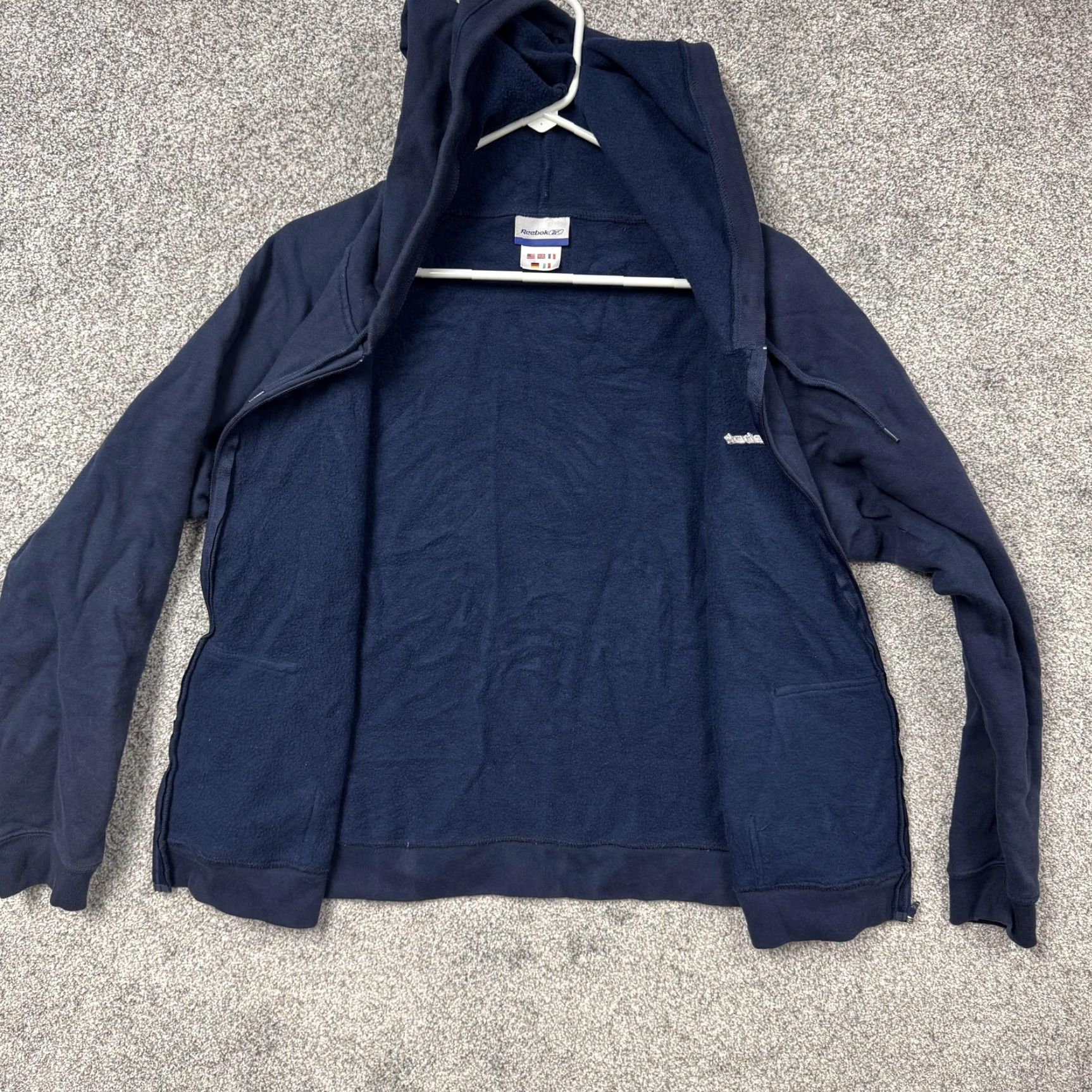 Reebok Reebok Hoodie XL Navy Blue Full Zip Pockets Hooded Fleece Y2K Mens Size US XL / EU 56 / 4 - 5 Thumbnail