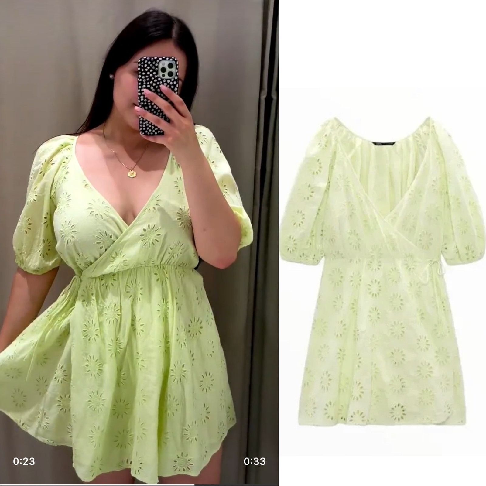 Zara ZARA OPENWORK EMBROIDERED DRESS LIGHT YELLOW Size L / US 10 / IT 46 - 1 Thumbnail