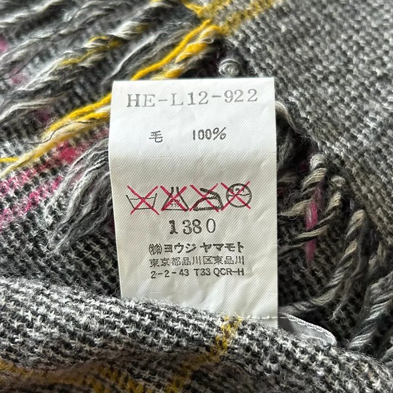 Yohji Yamamoto Yohji Yamamoto 08 AW Grey Plaid Fringe Scarf 2501-Nextarrow Size ONE SIZE - 5 Thumbnail