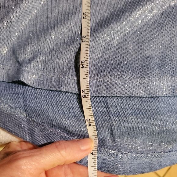Vintage Amorosa Blue Metallic Pocket Short Sleeve Made in Italy Sz. Size L / US 10 / IT 46 - 10 Thumbnail