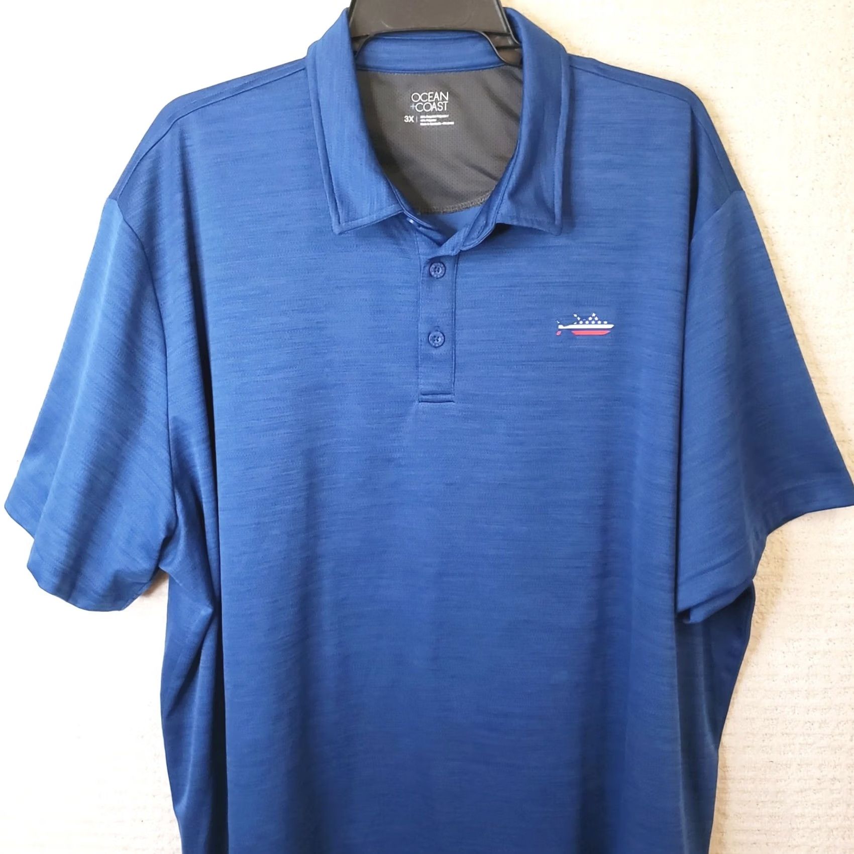Vintage Ocean & Coast Polo Shirt Men's Blue 3X Short Sleeve Fish Logo Size US XXL / EU 58 / 5 - 2 Thumbnail