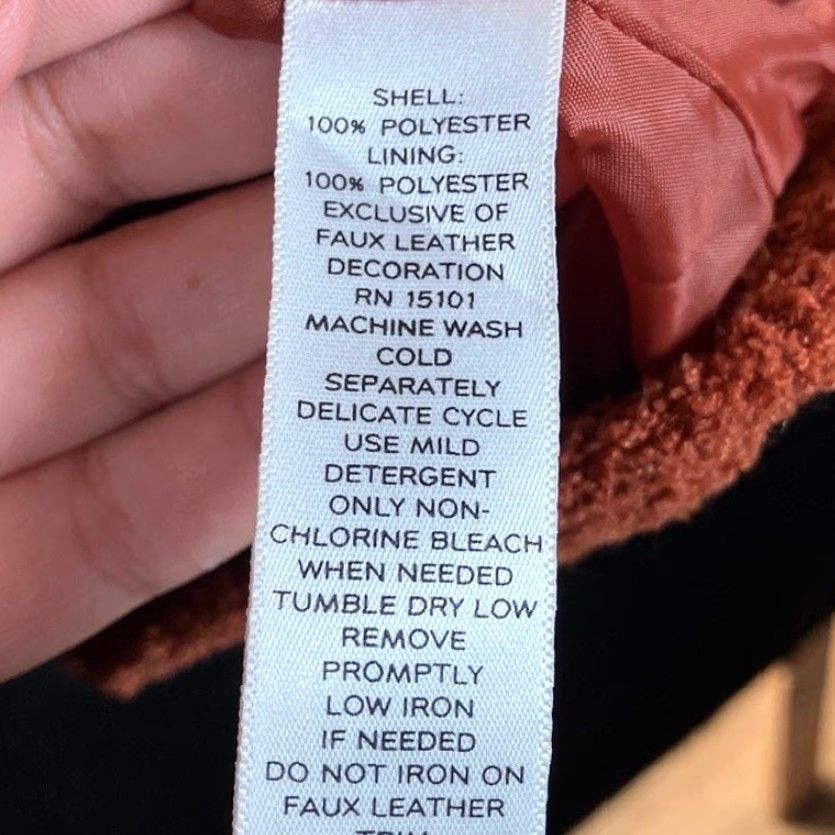 Vintage Susan Graver Womens Coat Orange Hooded Full Zip Faux Leather Trim Fleece XS Size XS / US 0-2 / IT 36-38 - 7 Thumbnail
