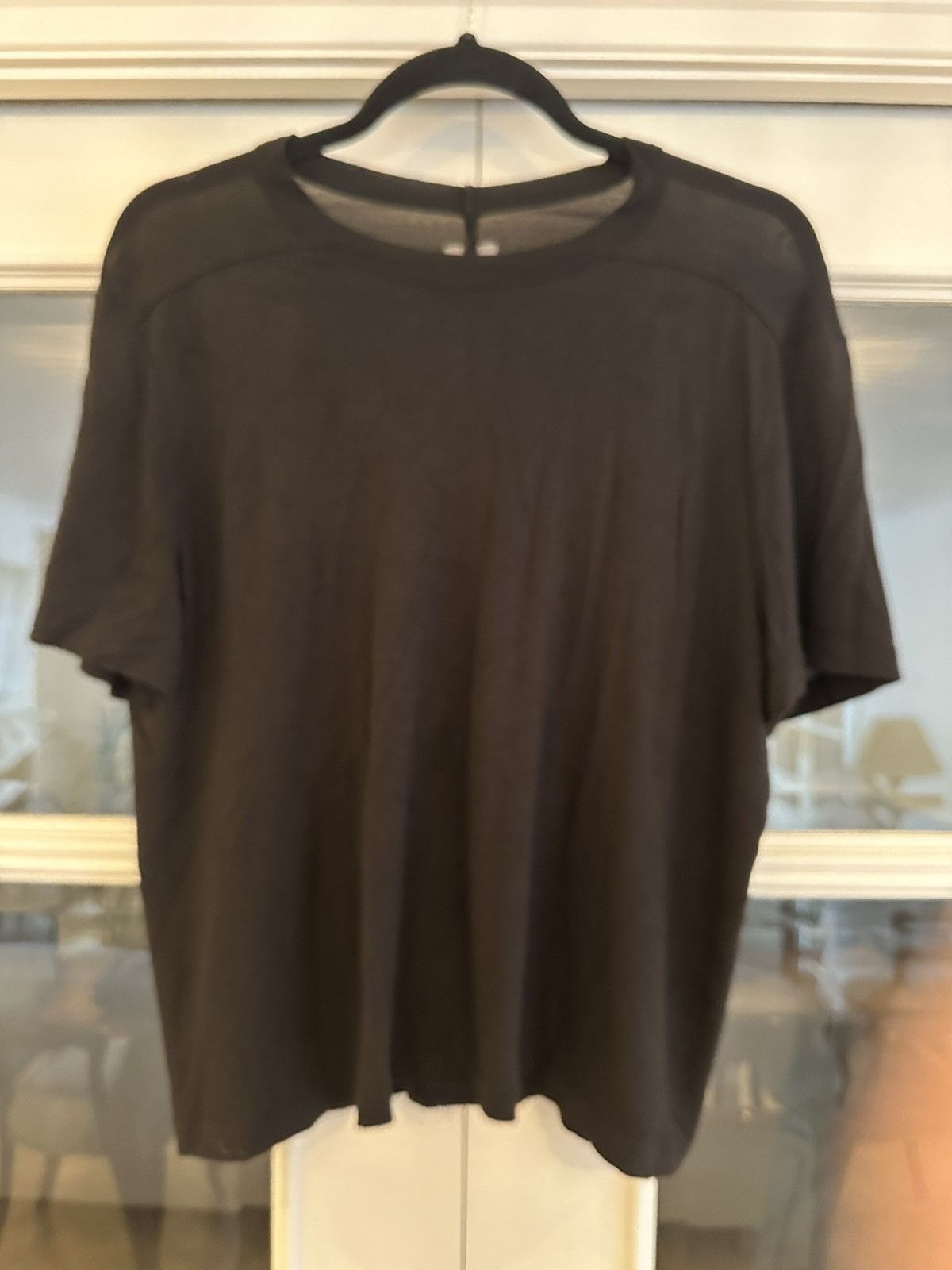 image of Rick Owens Ss15 Fawn Black Silk T Shirt, Men's (Size Small)