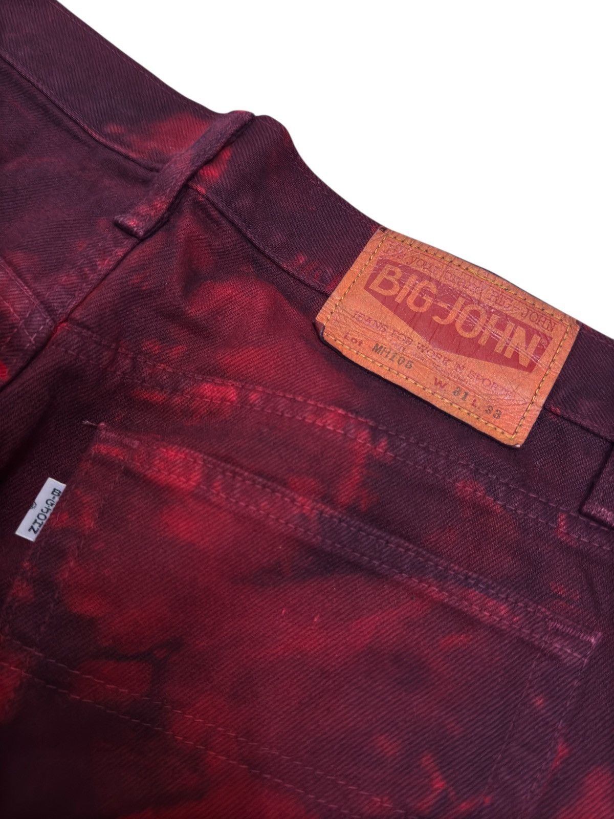 Vintage Big John Red Smoke Wash Tie Dye Jeans Japanese Streetwear Size US 29 - 12 Thumbnail