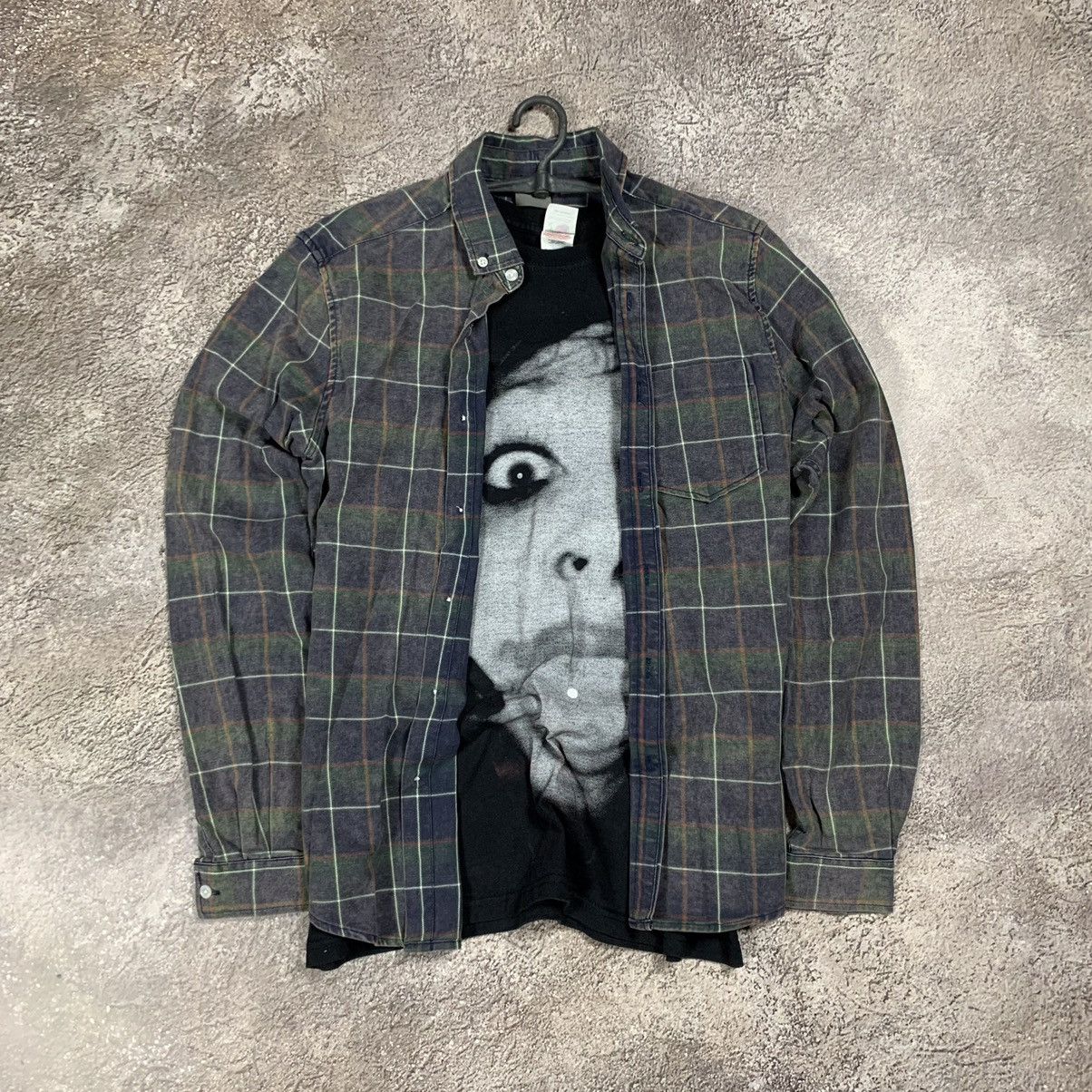Vintage Vintage 90s Grunge Plaid Shirt Graphic Print Punk Bleached M Size US M / EU 48-50 / 2 - 1 Thumbnail
