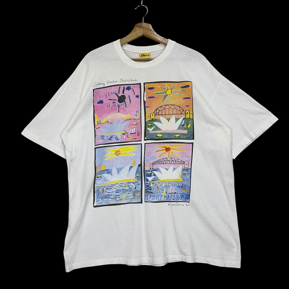 Quiksilver Vintage 90s Ken Done Big Logo Shortsleeve Tee Size US XL / EU 56 / 4 - 1 Thumbnail
