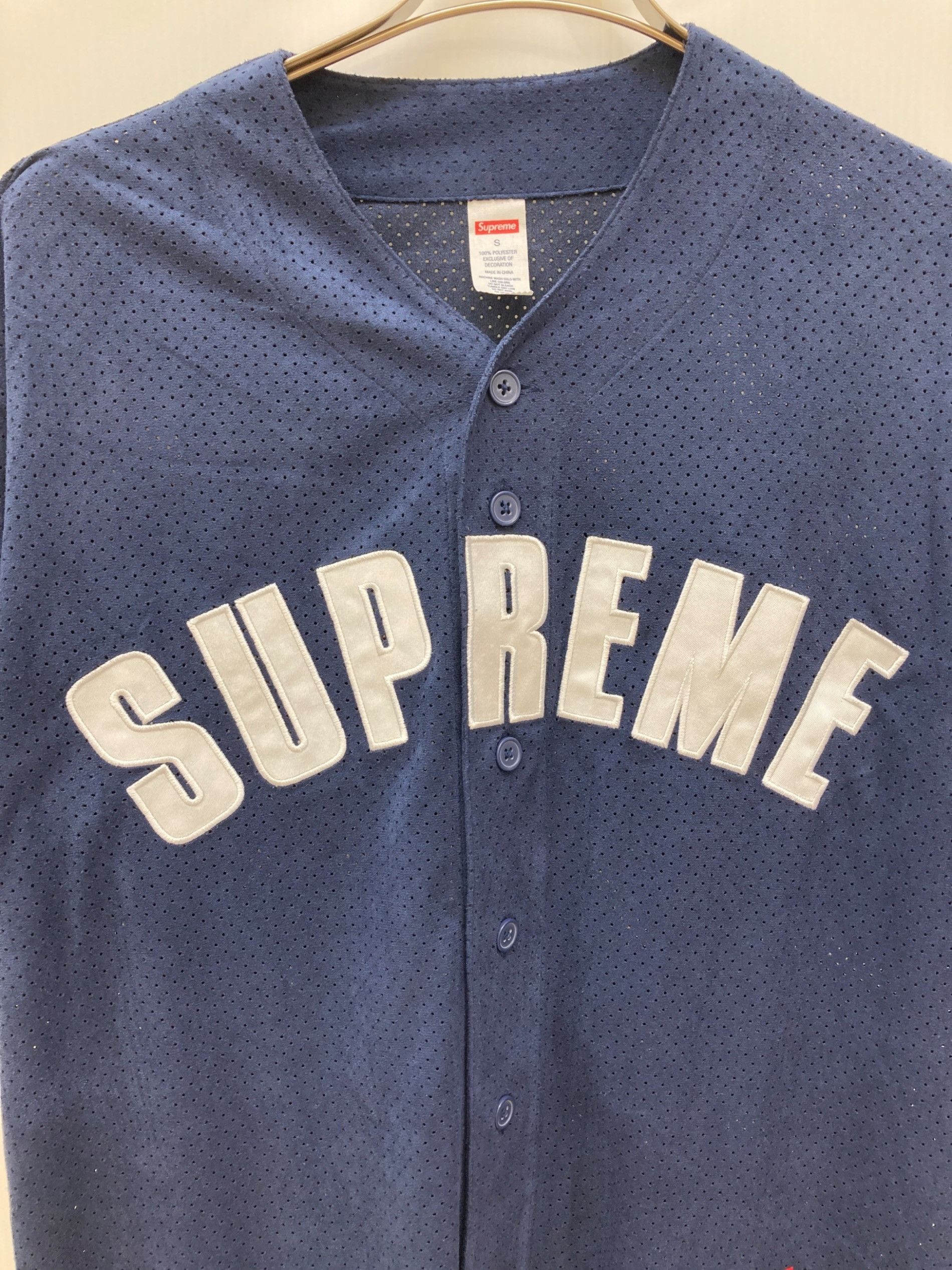 Supreme SUPREME Ultrasuede Mesh Baseball Jersey Navy Size S Size US S / EU 44-46 / 1 - 5 Thumbnail