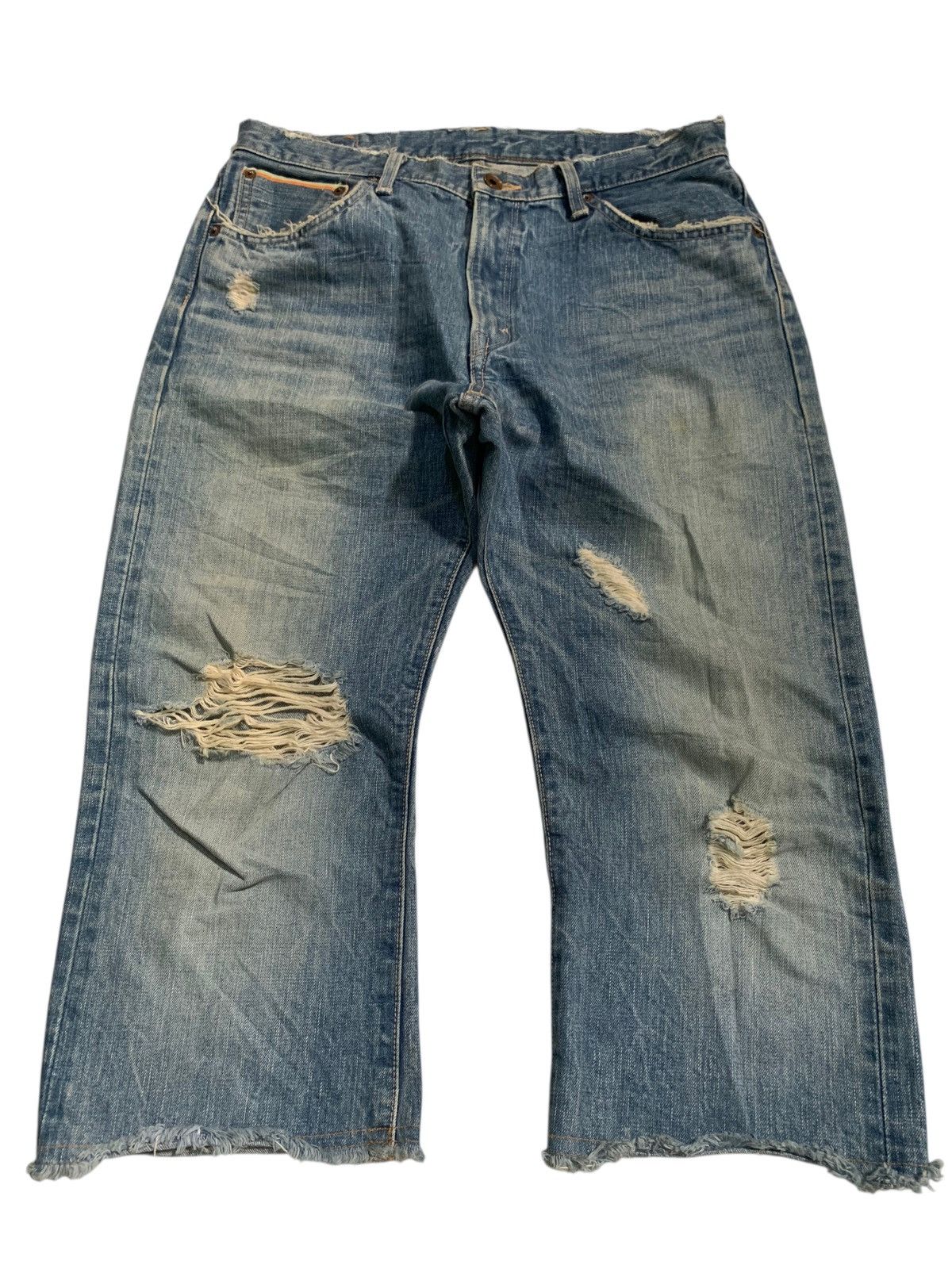 Kapital VINTAGE EDWIN 505S SELVEDGE PUNK SHORT DISRESSED DENIM Size US 32 / EU 48 - 3 Thumbnail